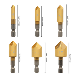 Quick Release 82degree HSS Countersink 6pcs Set For Soft Metal and Wood
